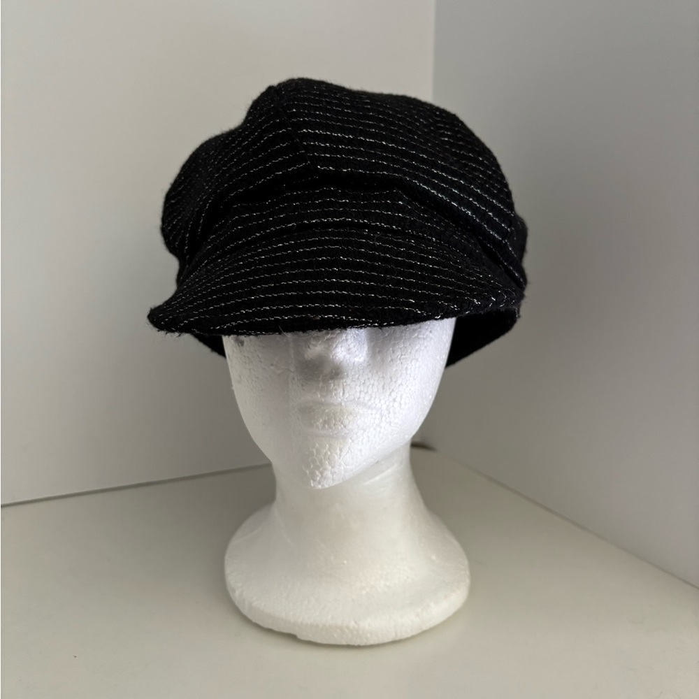 NWOT August Black & Silver Striped Cadet Cap - Picture 2 of 5